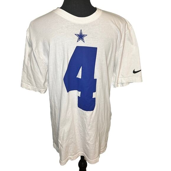 Dallas Cowboys Player Pride Prescott #4 Name & Number White T-Shirt - Picture 1 of 6